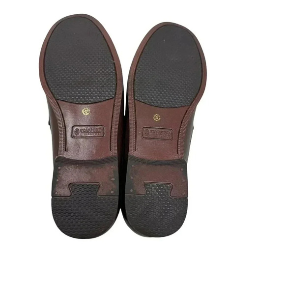 Stafford Mens woven leather Loafers Shoes Tassel slip on size 7 Medium brown - Picture 6 of 8